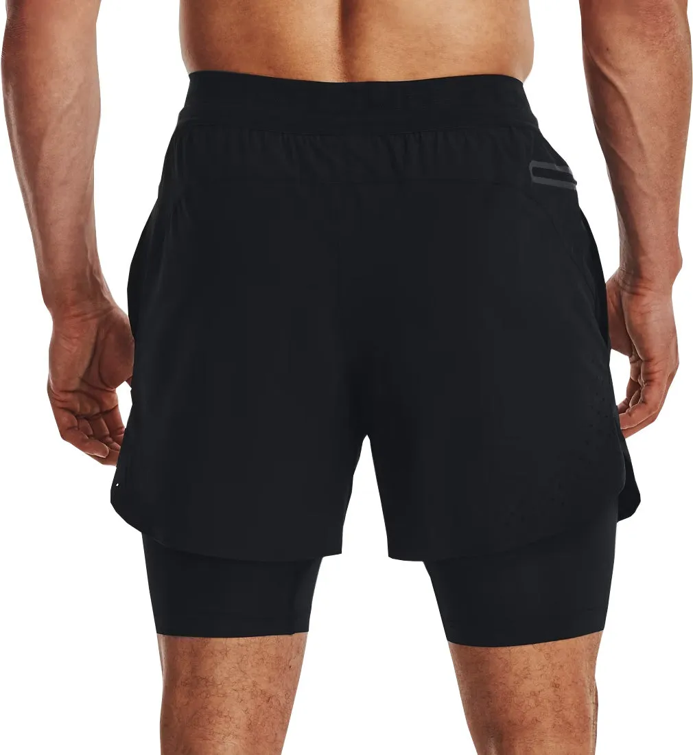quick-drying Smooth Flatlock Seams Under Armour Vanish Elite 2 In 1 Mens Running Shorts - Black