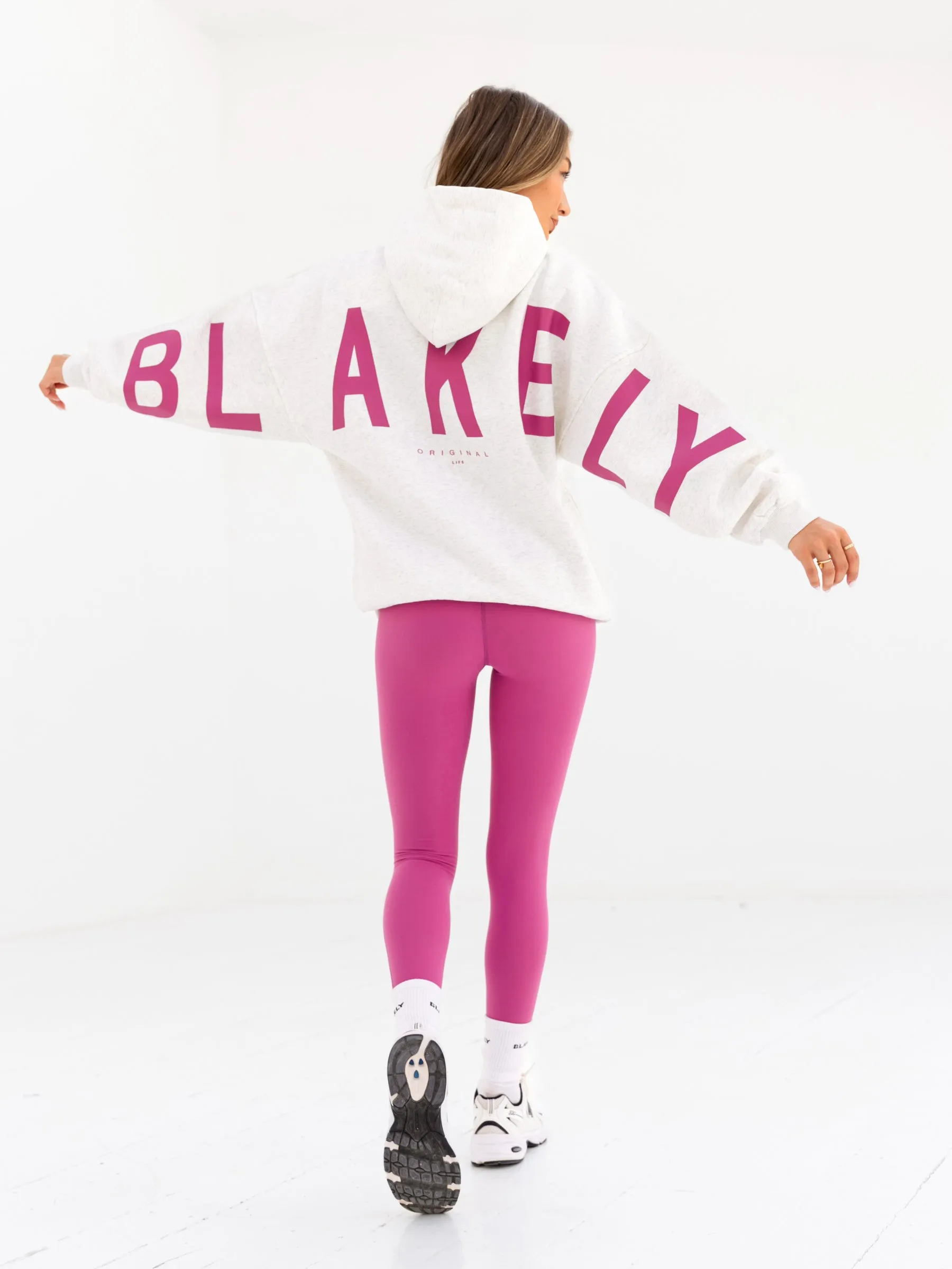 Exclusive piece Isabel Oversized Hoodie - Marl White & Pink
