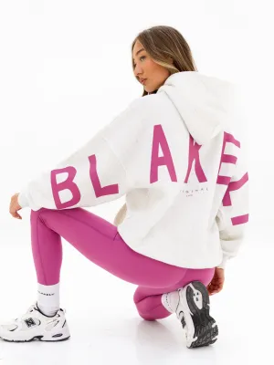 Isabel Oversized Hoodie - Marl White & Pink Lounge Comfort