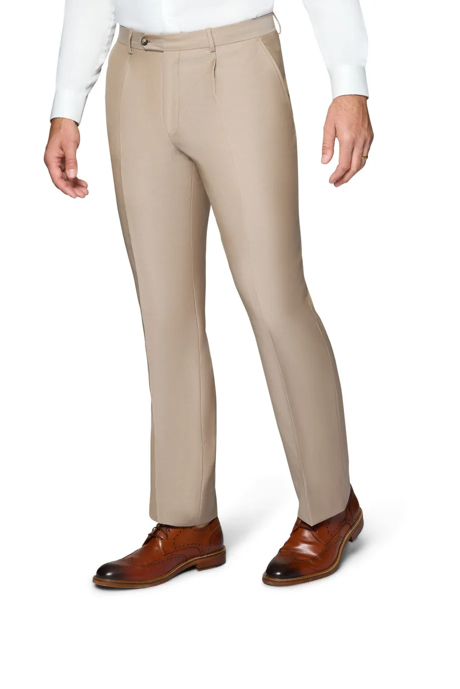 Bergamo Elegant Slim Fit Pants - Taupe Stretchable Wear All-Season Wear