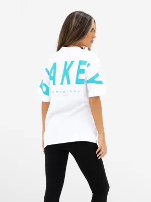 Comfy Layer Timeless Layering Isabel Oversized T-Shirt - White & Aqua