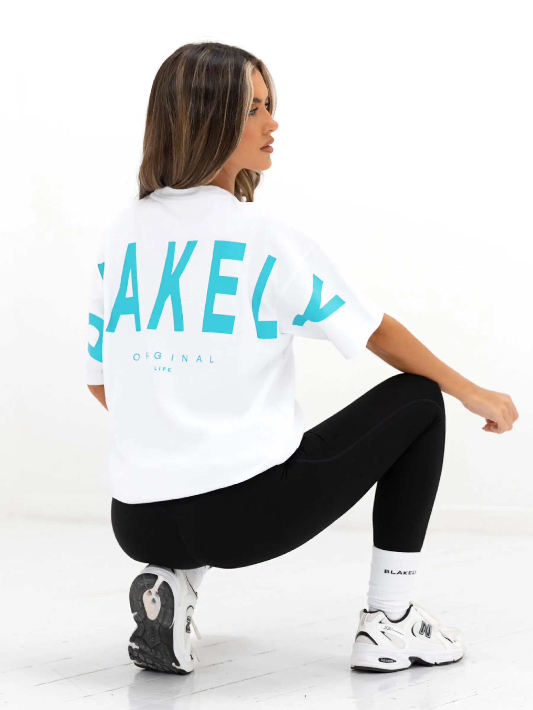 Isabel Oversized T-Shirt - White & Aqua light layering Soft and Stylish