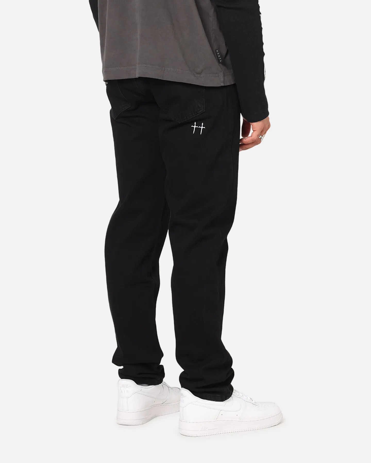 Breathable Denim Durable piece Saint Morta Psykhe Jeans Black Stonewash