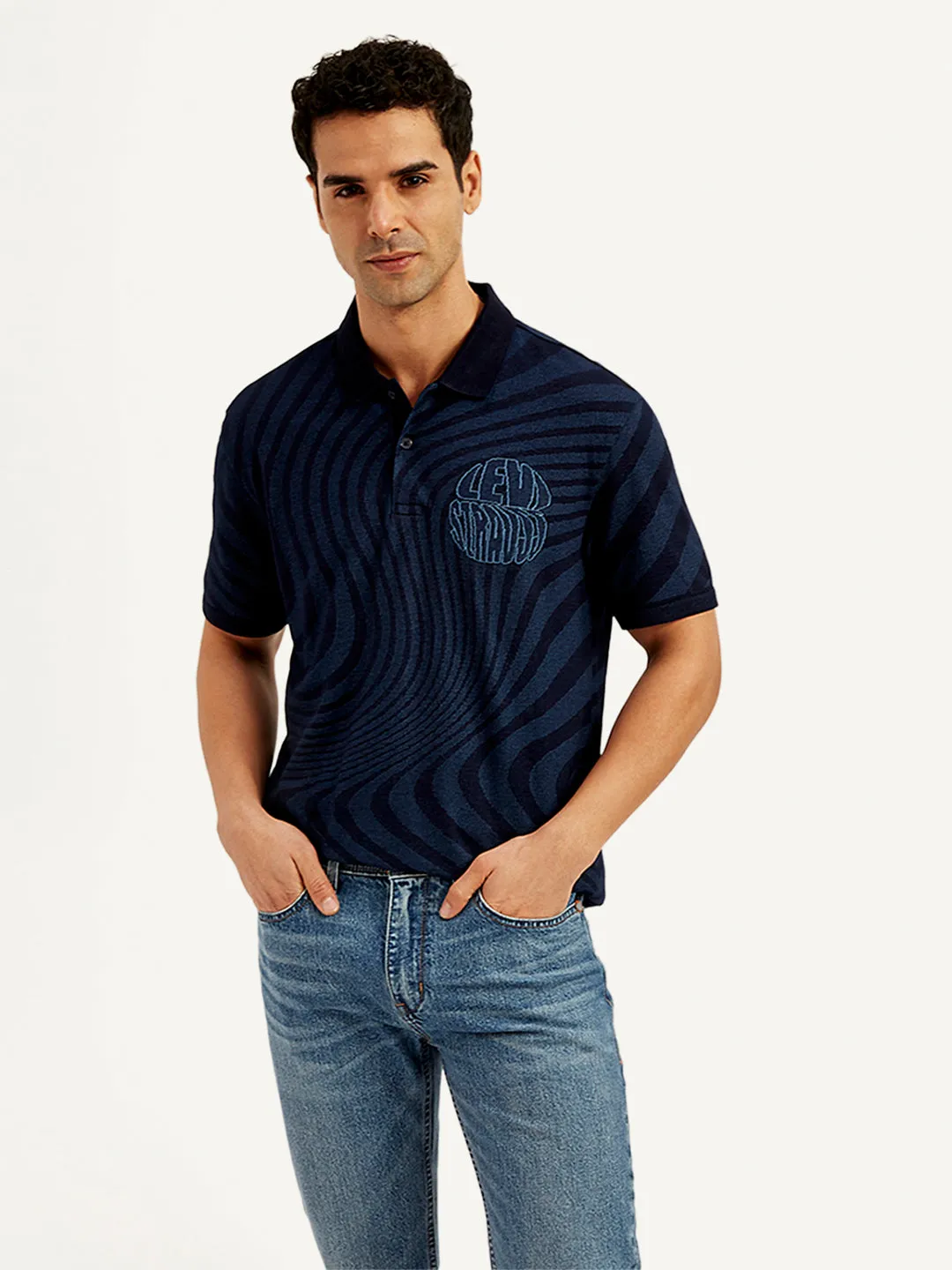 Men's Abstract Print Slim Fit Polo T-Shirt Summer Outing Adaptive Torso Contouring