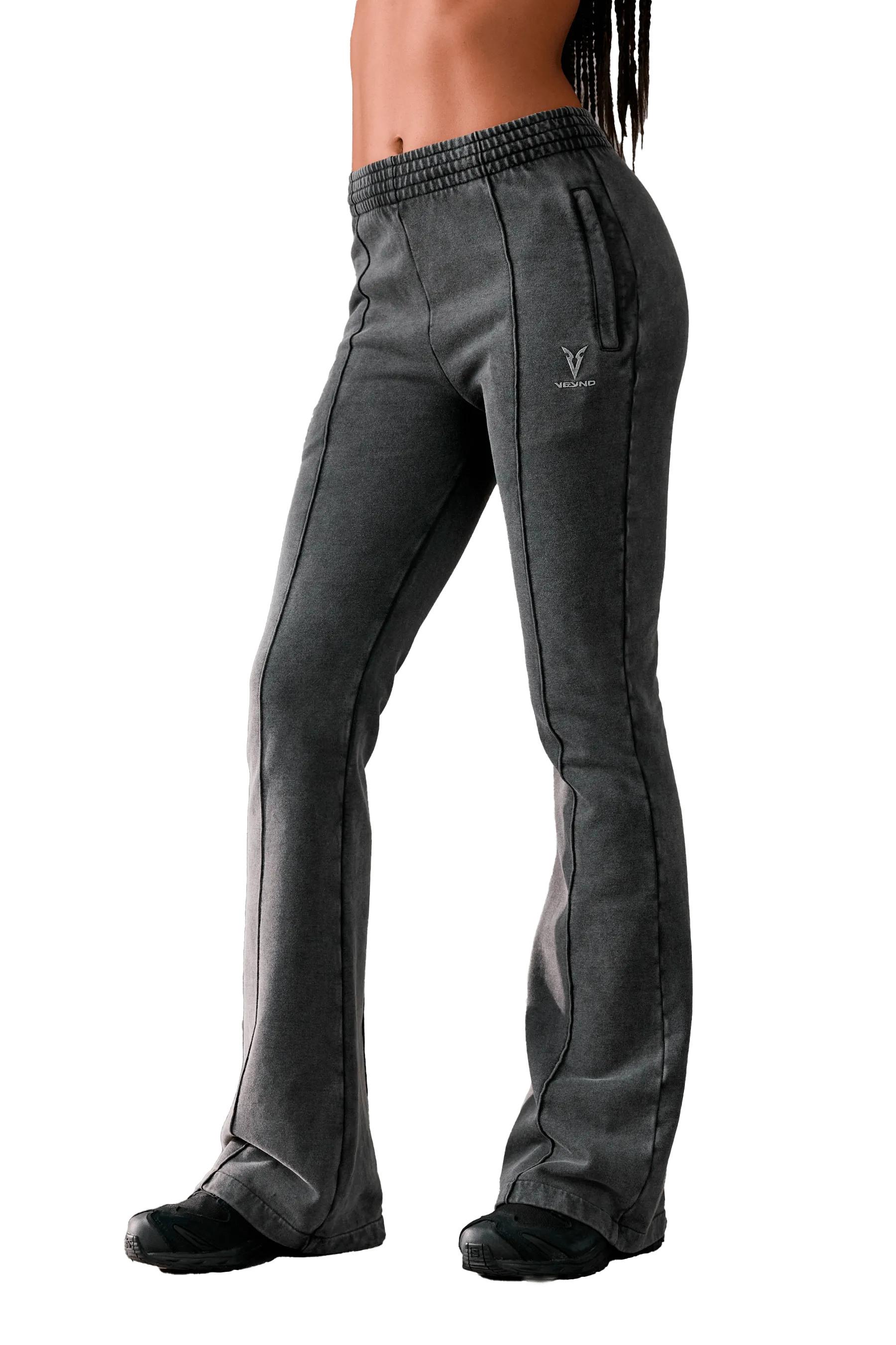 FLARED JOGGERS - Gray Vintage Weekend Wear Durable Hem