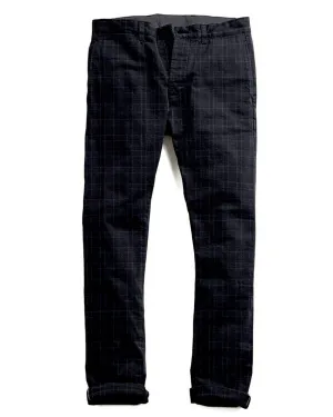 Loro Piana: Dark Blue Tartan Checks Stable Shape Simple Comfort