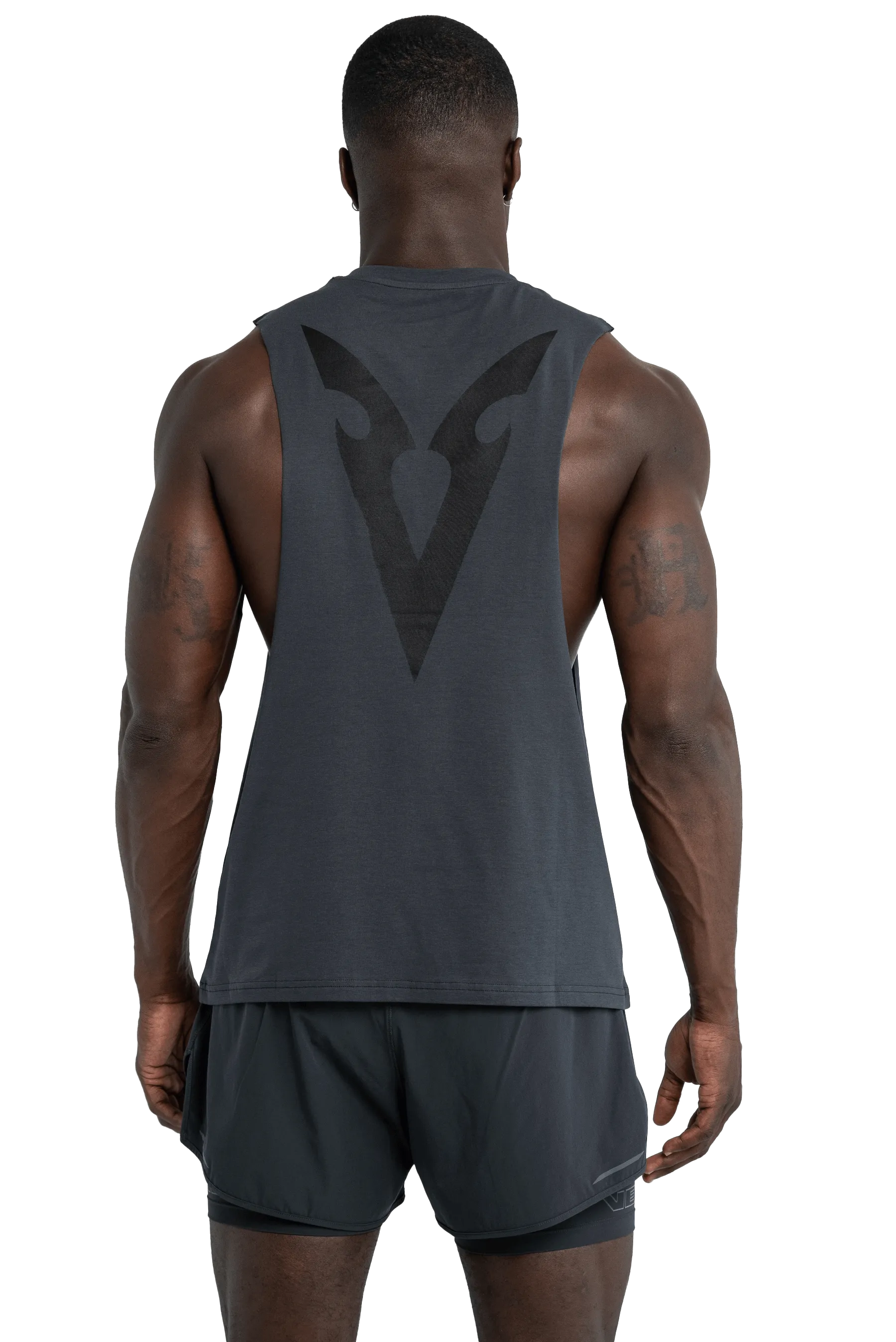 Sublimation Print Ready DROP ARM TANK V-GRAPHIC - Dark Gray Tear Resistant Reinforcement