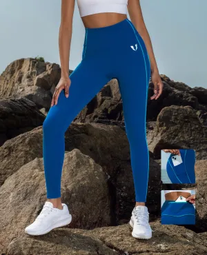 Butt Lifting Athletic Pockets Leggings - Blue Everyday Look