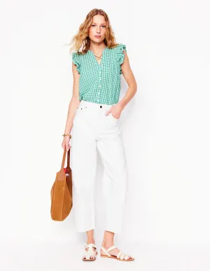 Barrel Leg Jeans-White Shopping Day Vibrant Office Wear