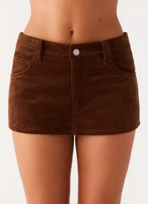Light Appeal Tropics Low Rise Cord Mini Skort - Walnut