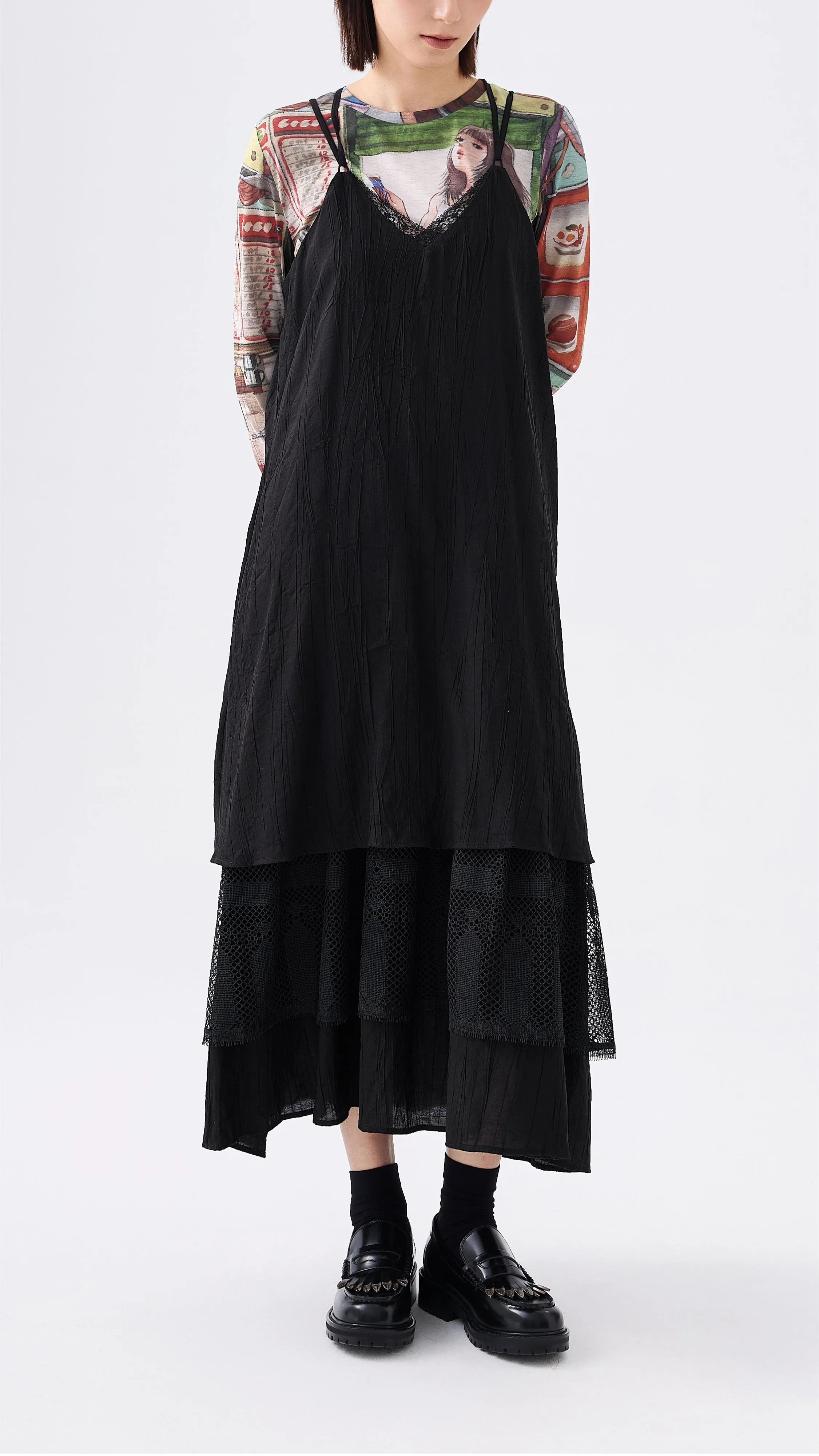Daily Fit HighDensityWeave Dress with Lace Detail