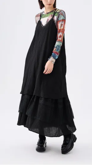 Daily Style Bold Core Dress with Lace Detail
