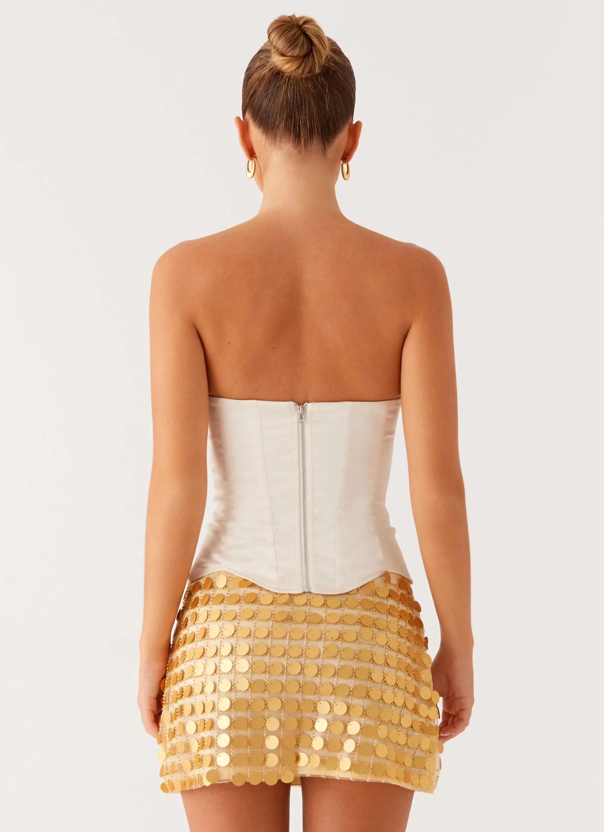 Kasen Sequin Mini Skirt - Gold Lightweight