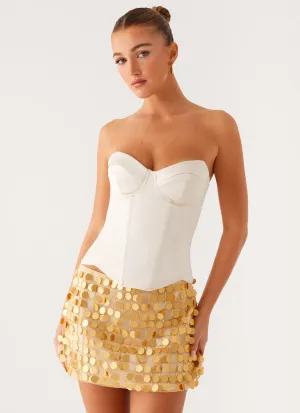Street Edge Kasen Sequin Mini Skirt - Gold