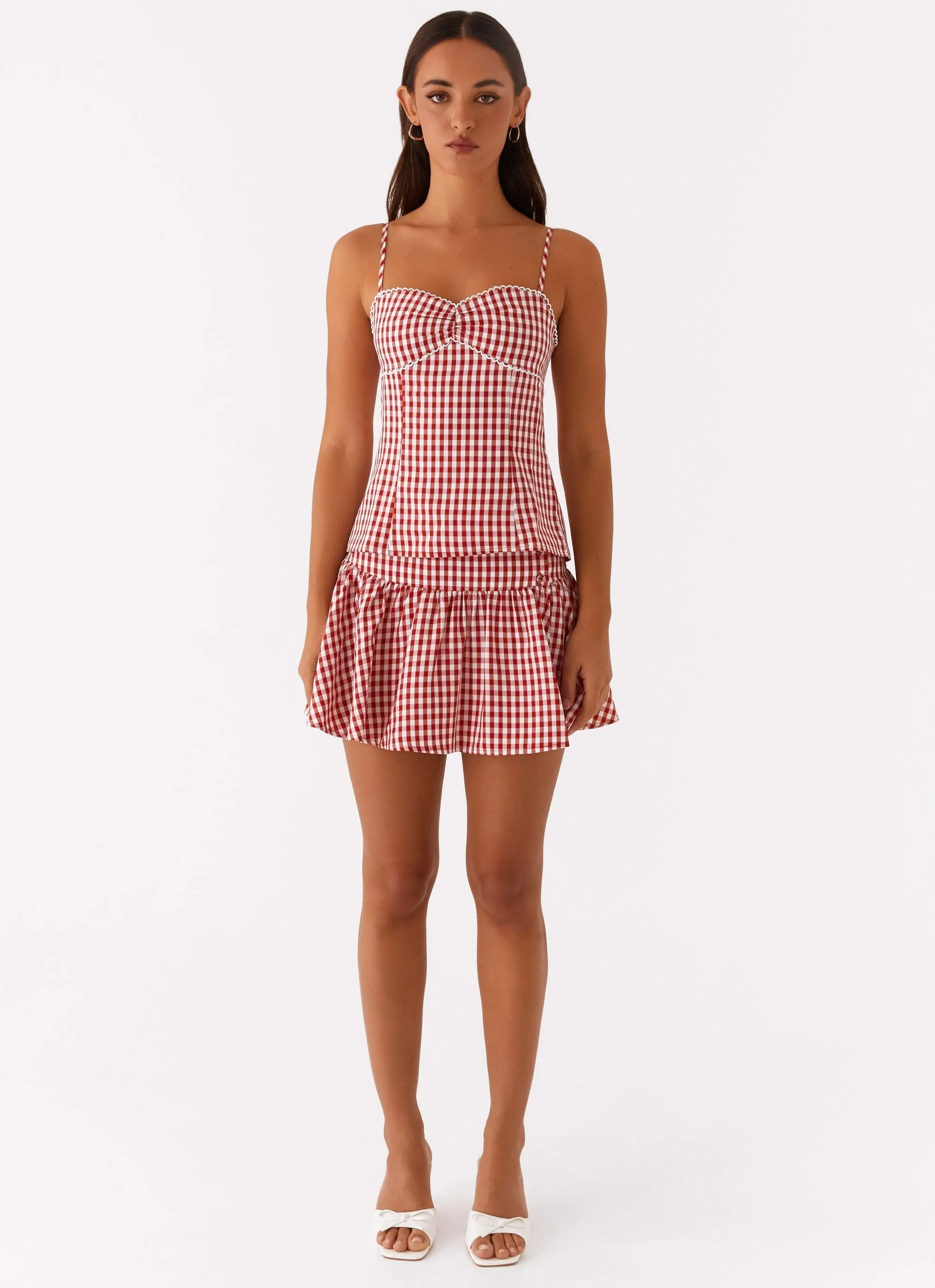 Street Elegance Bellamy Mini Skirt - Red Gingham