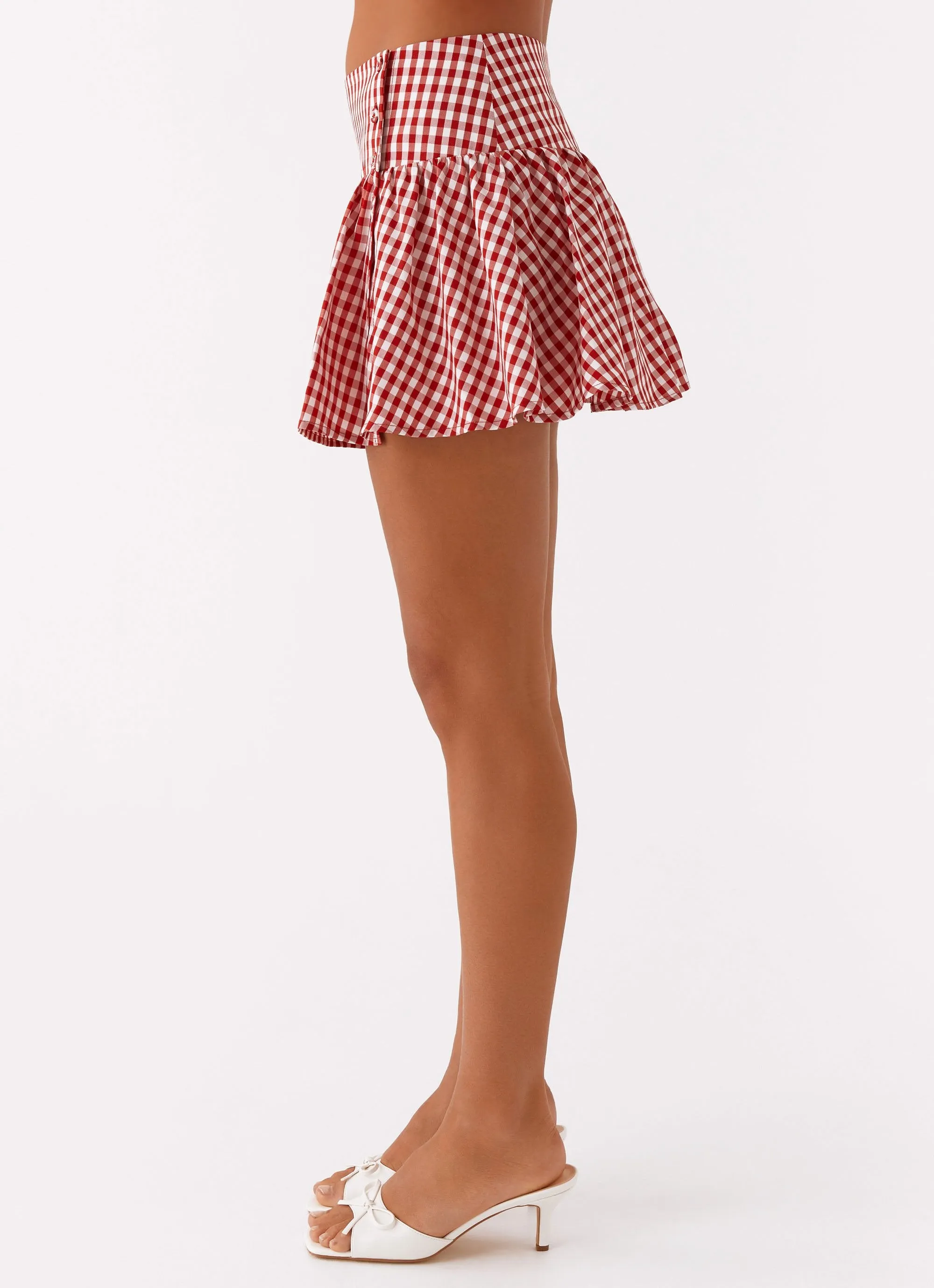 Bellamy Mini Skirt - Red Gingham Bold Patterns