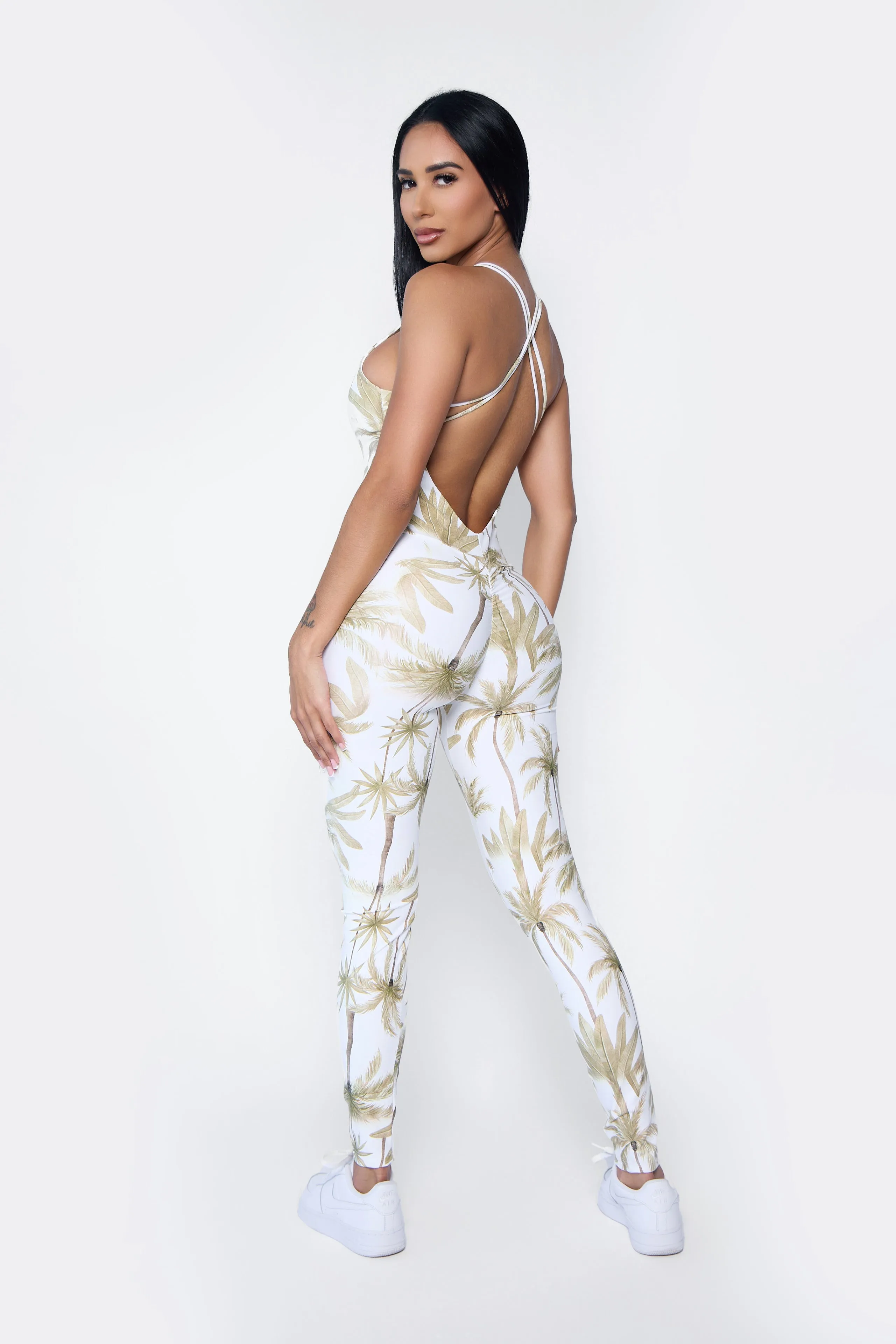 Luxury Urban Urban Charming Gold Palms Addiction Butt Scrunchy Bodysuit