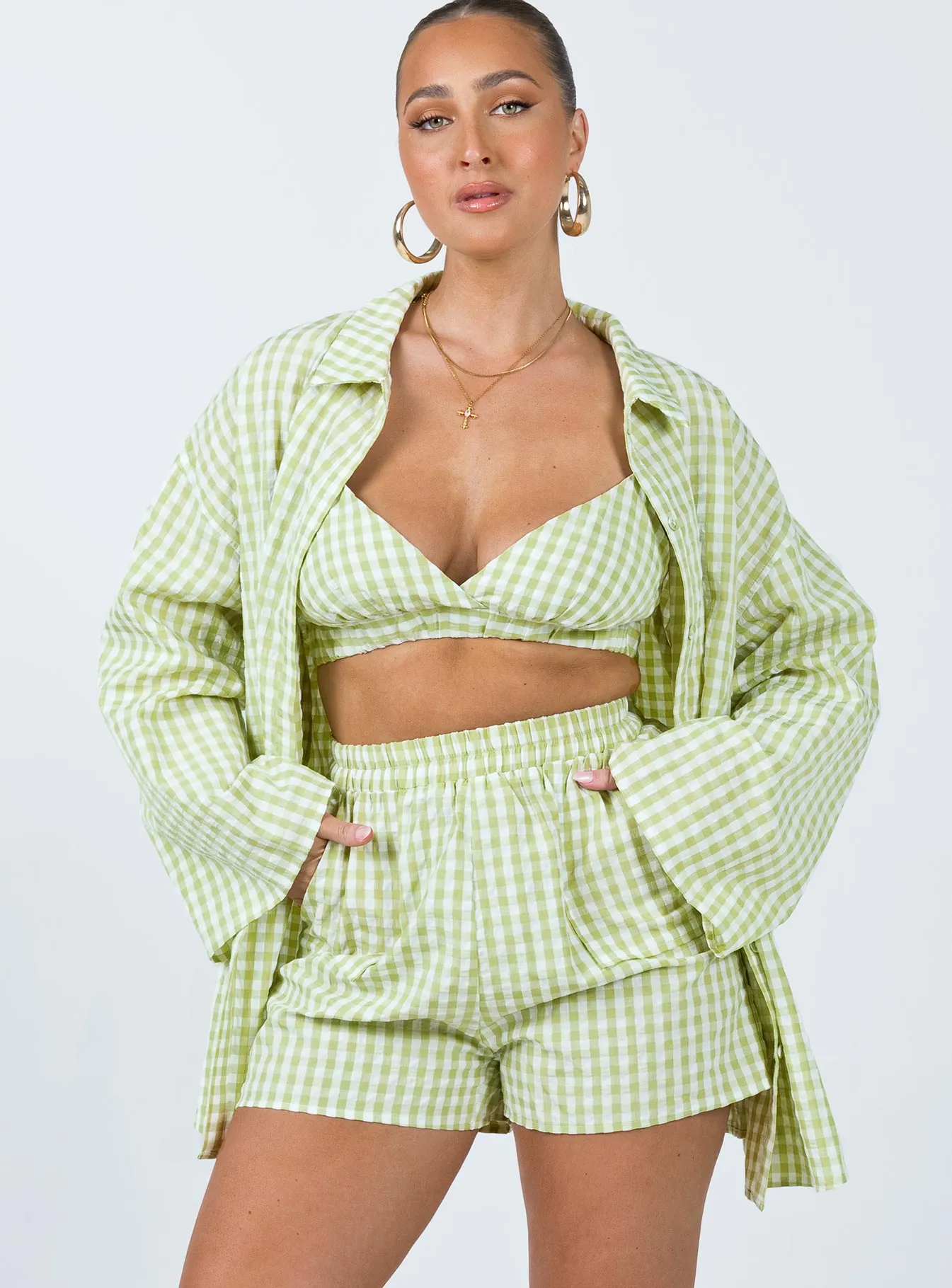 Lillia Set Green / White ElasticFree WaterRepellent Finish