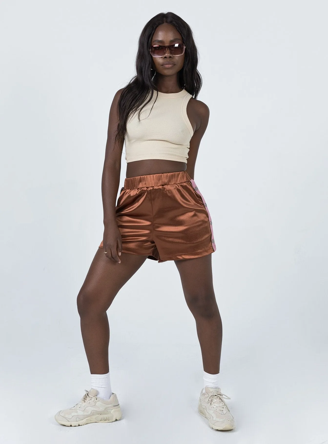 StainResistant Fabric Antibacterial lining Muse Track Shorts Brown