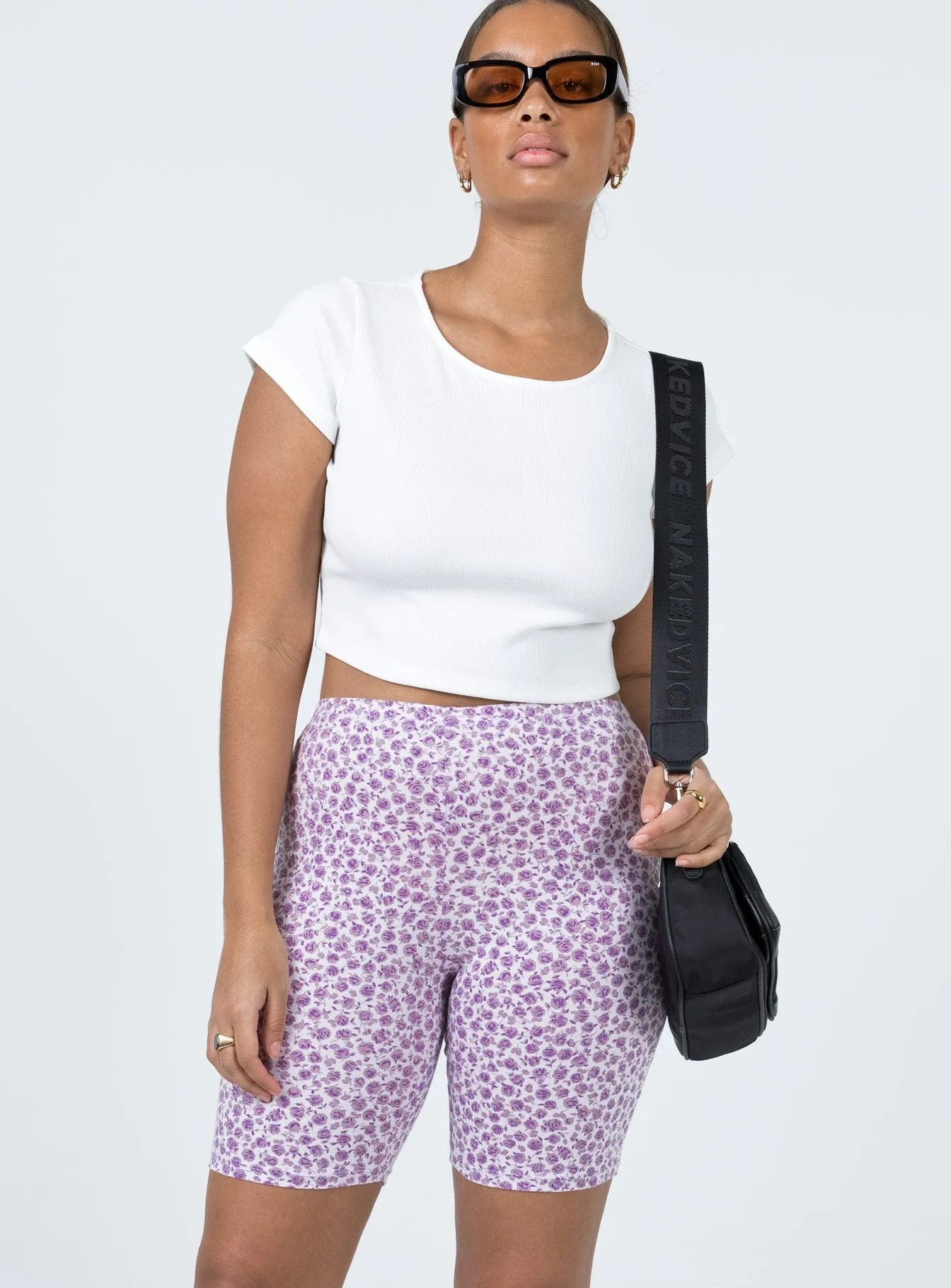 Motel Cycle Short Ditsy Rose Lilac Weekend Look CompressiveFitFabric