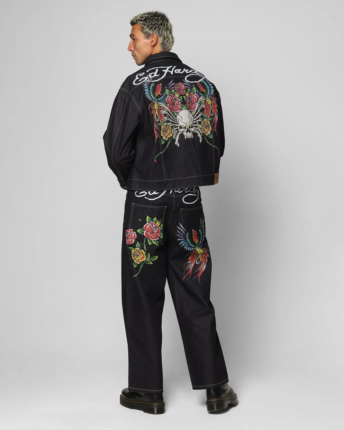 Night Out Neutral Textured Ed Hardy Denim Jeans Raw Indigo