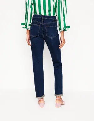 Non Restrictive Thigh Girlfriend Jeans-Dark Vintage