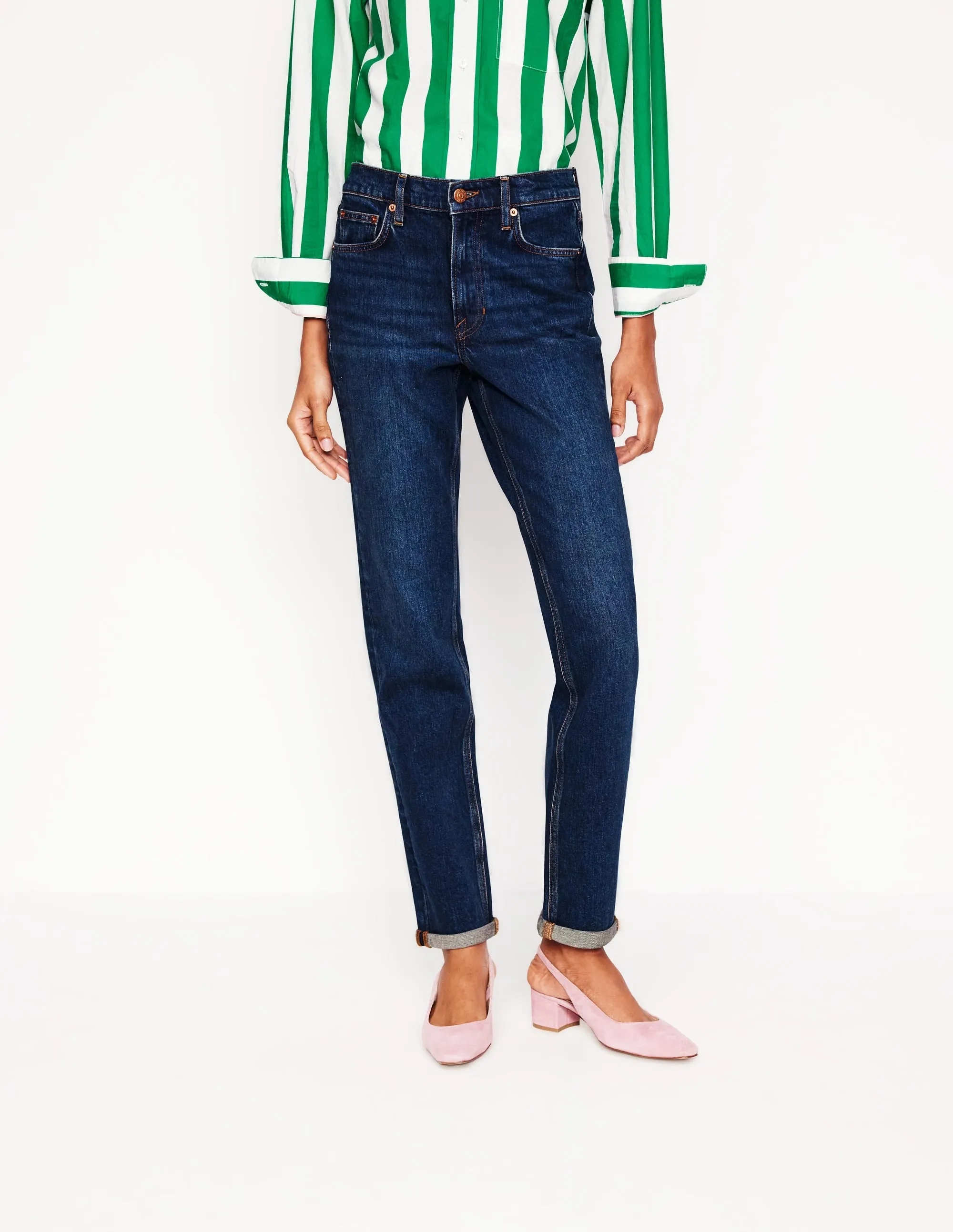 Loose Spring Mood Girlfriend Jeans-Dark Vintage