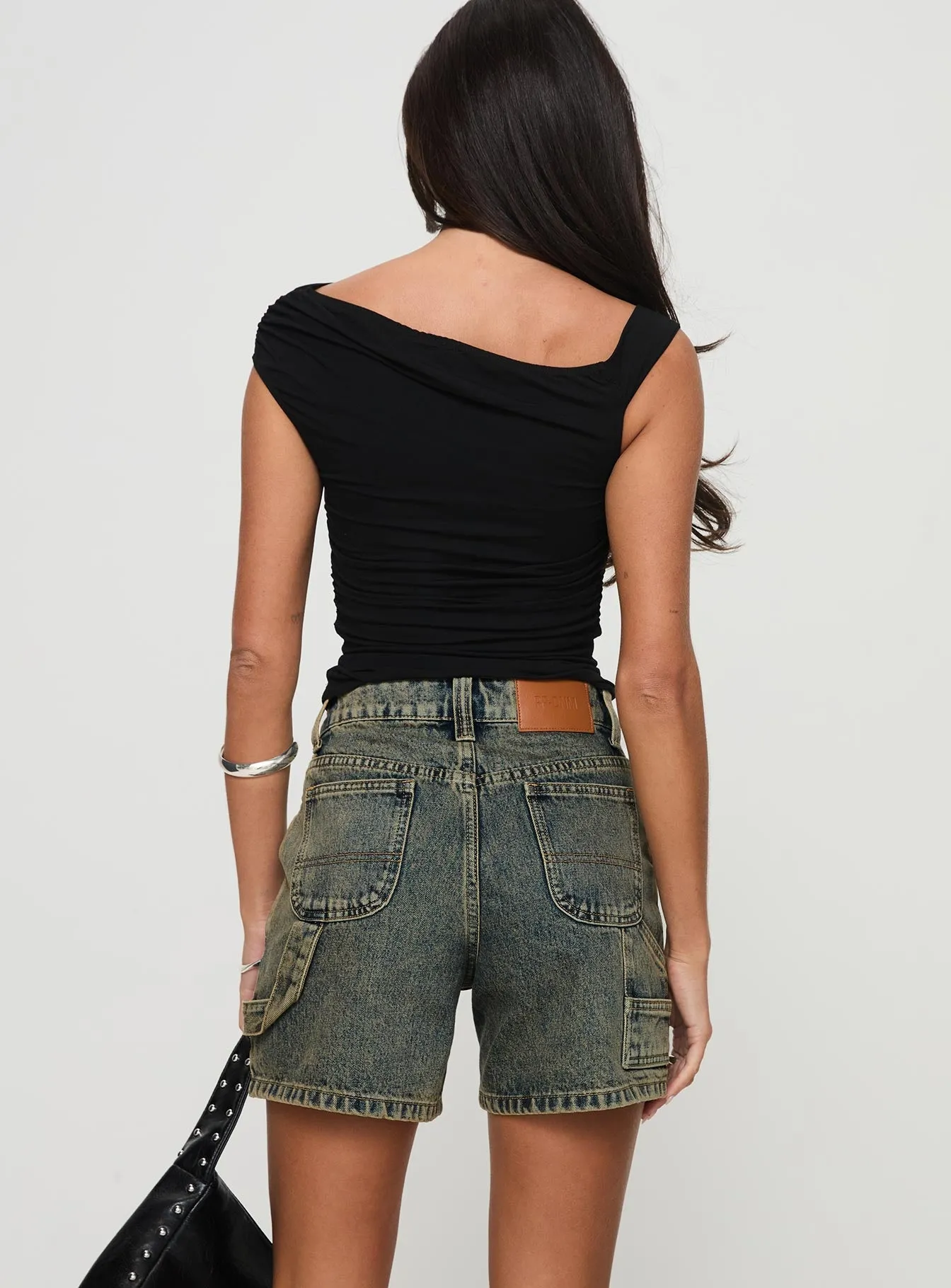 WrinkleResistant Finish Royal Mode Lou Carpenter Denim Shorts Antique Wash