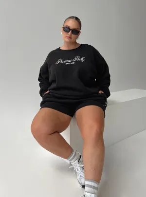 Warm Base Princess Polly Track Shorts Cursive Text Black Sand Curve