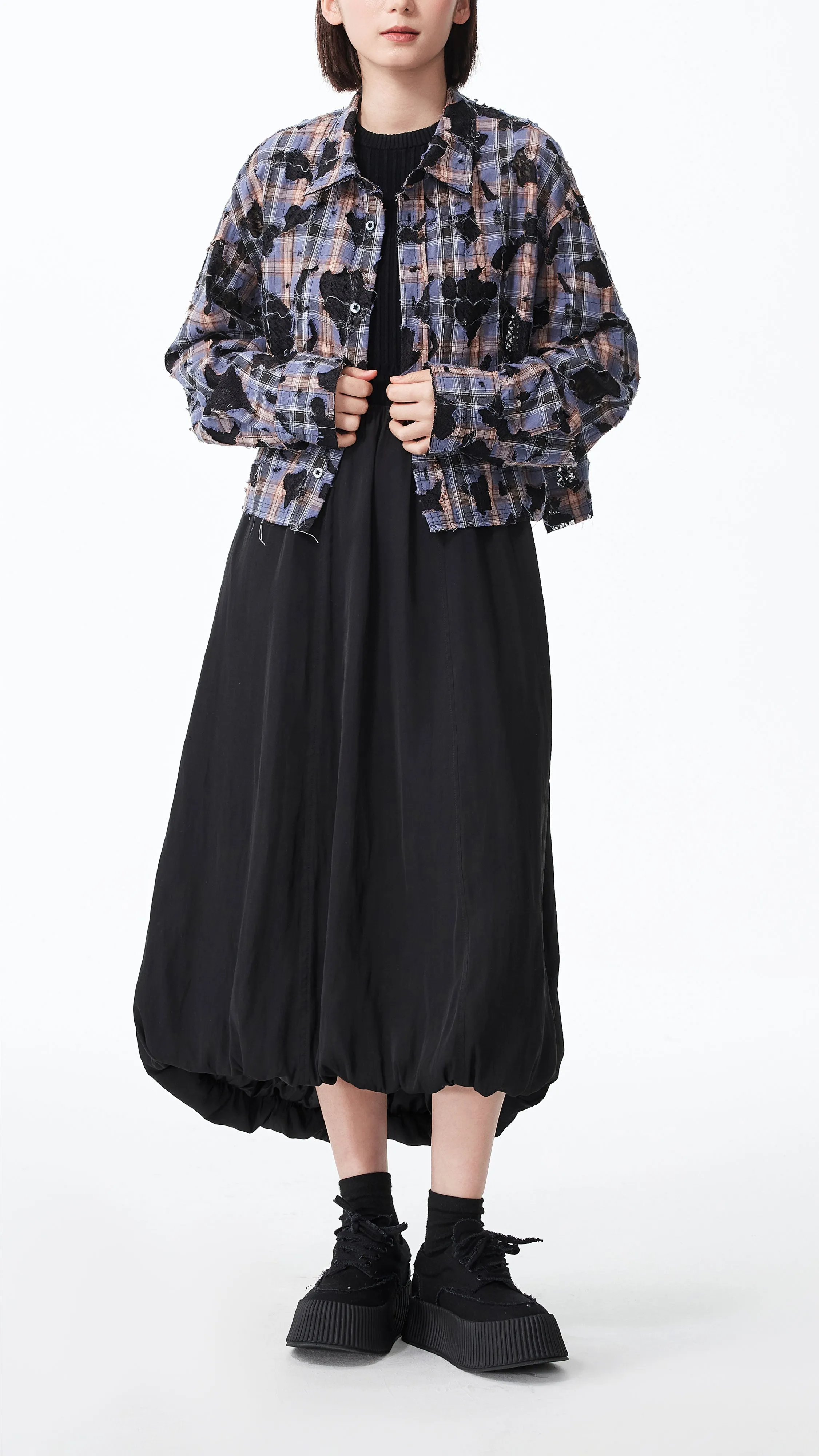 Layered Hem Details Eco Wear Balloon Shape Dress