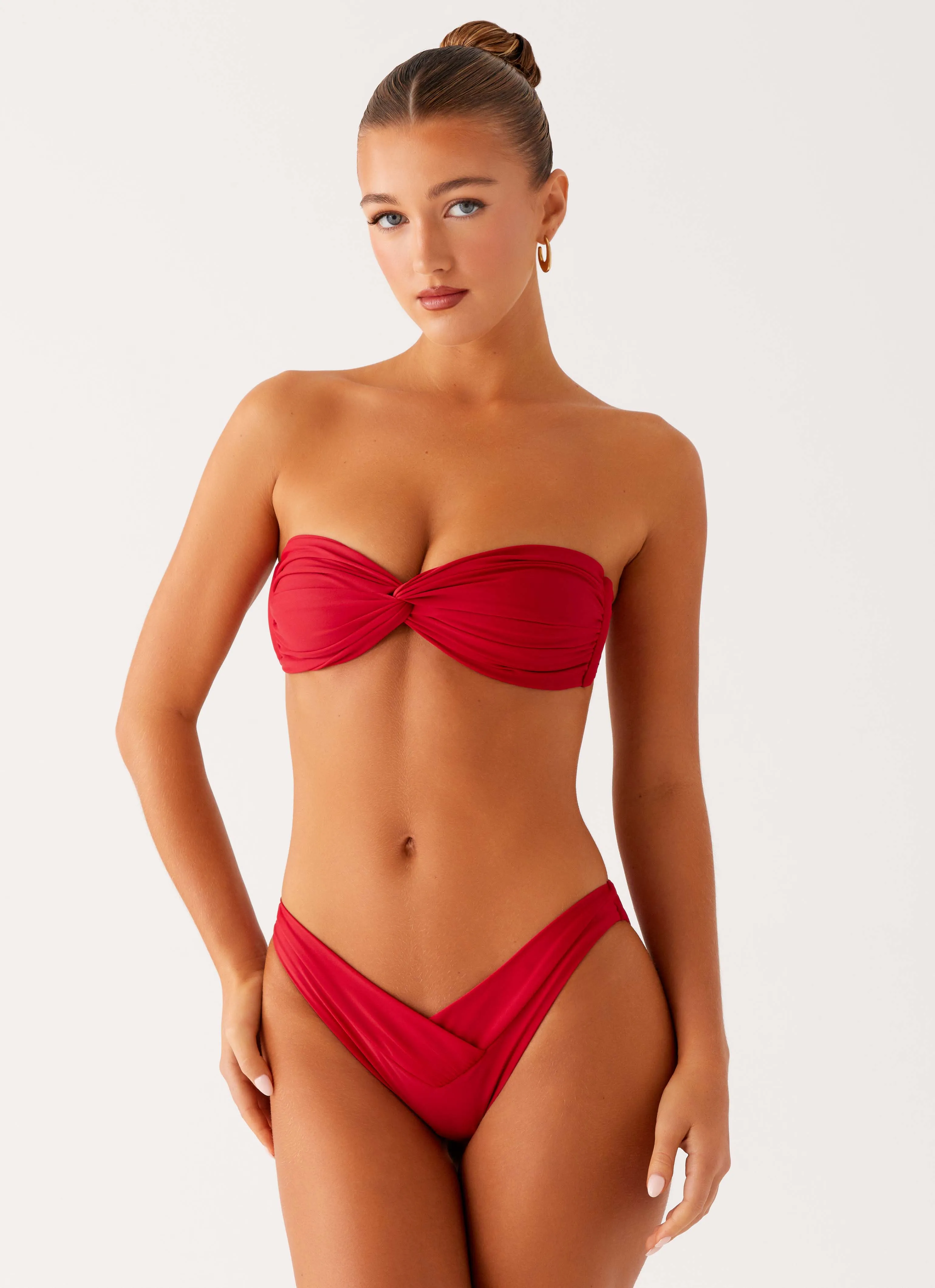 Delta Bandeau Bikini Top - Deep Red Saltwater Resistant Odor Control Treatment