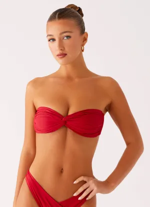 Delta Bandeau Bikini Top - Deep Red Holiday Packing Double Layered Durability