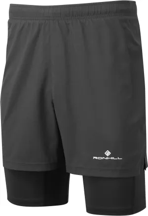 Parka Easy Movement Fit Ronhill Core Twin 2 In 1 Mens Running Shorts - Black