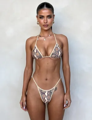 fashion lover LULA BIKINI BOTTOM - BROWN : SNAKE