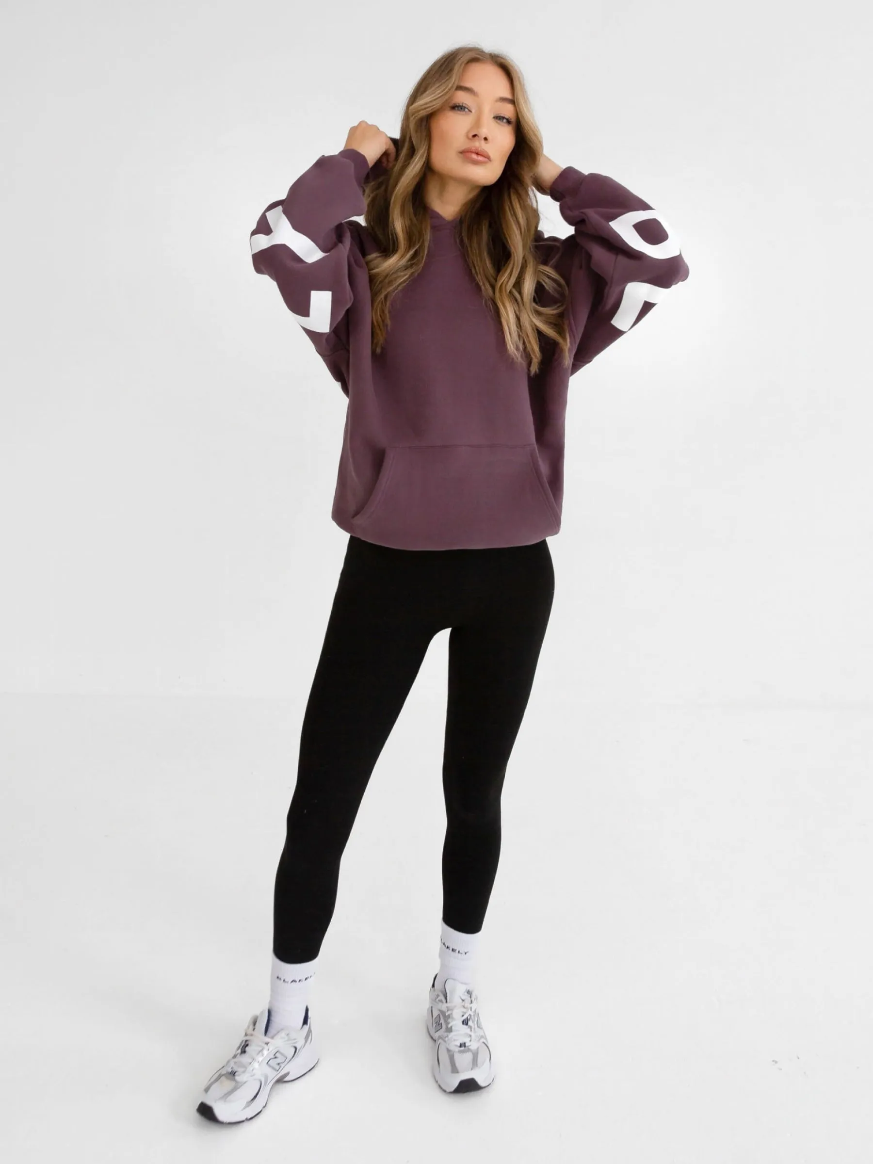 Stretch Knit Construction Isabel Oversized Hoodie - Light Plum