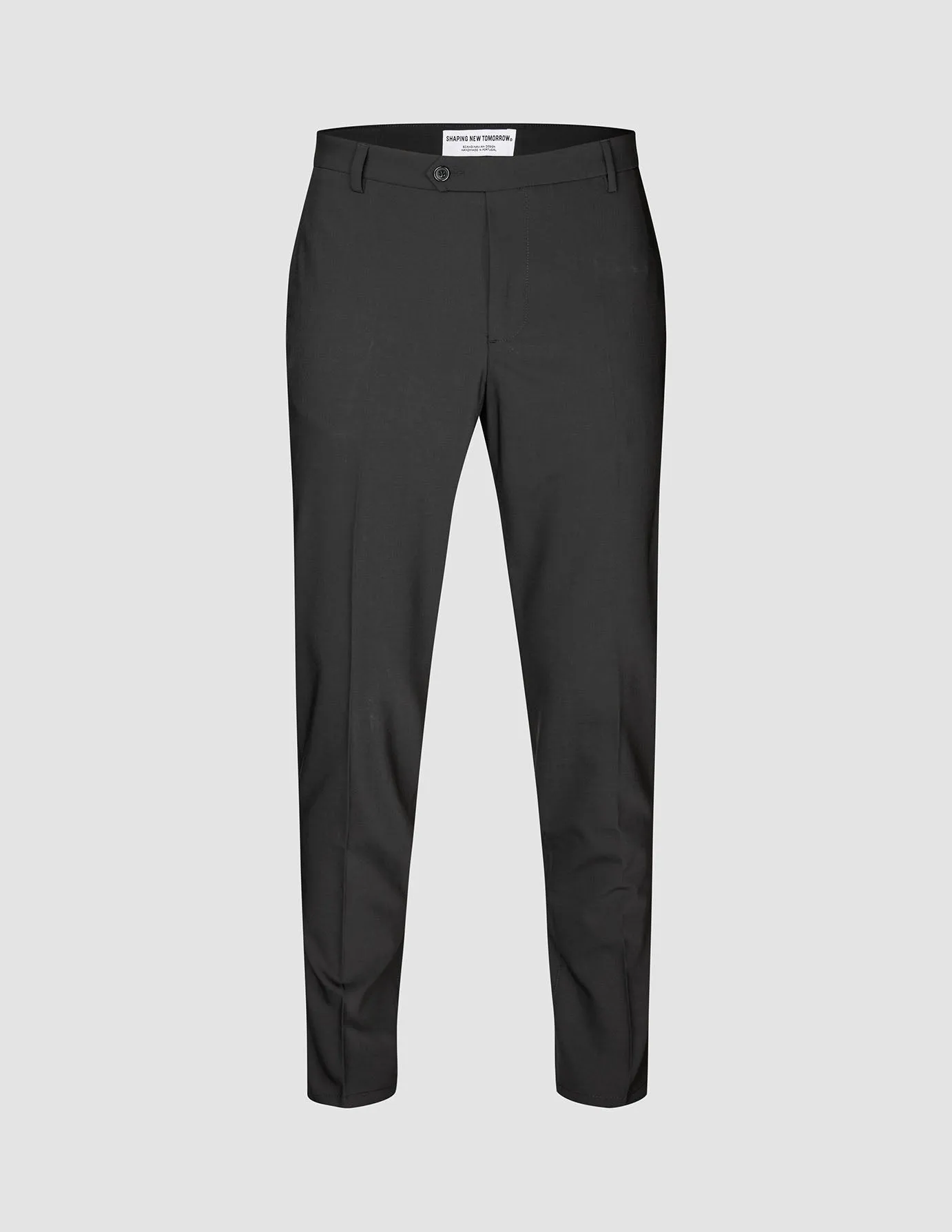 Tech Wool Suit Pants Slim Black Practical Wear Breathable Material