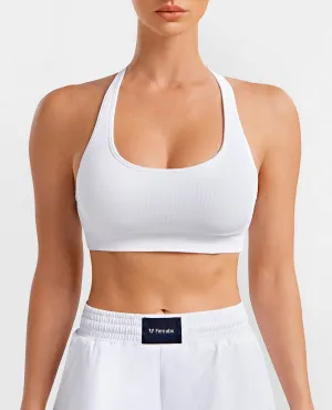 Everyday Powerful Seamless Bra - White High Impact Support Topstitching seams
