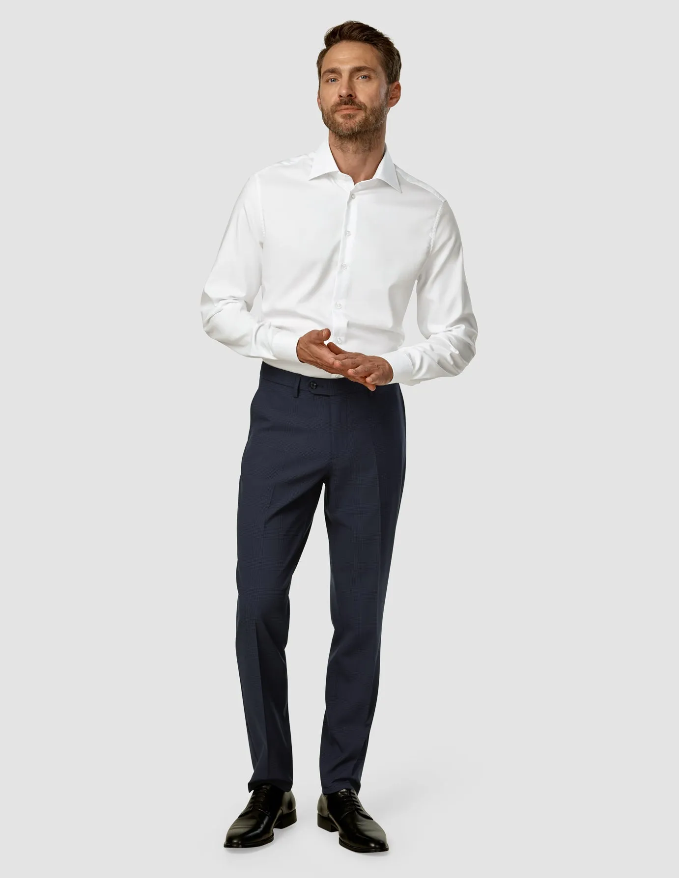 Essential Suit Pants Regular Dark Blue Check Timeless Comfort