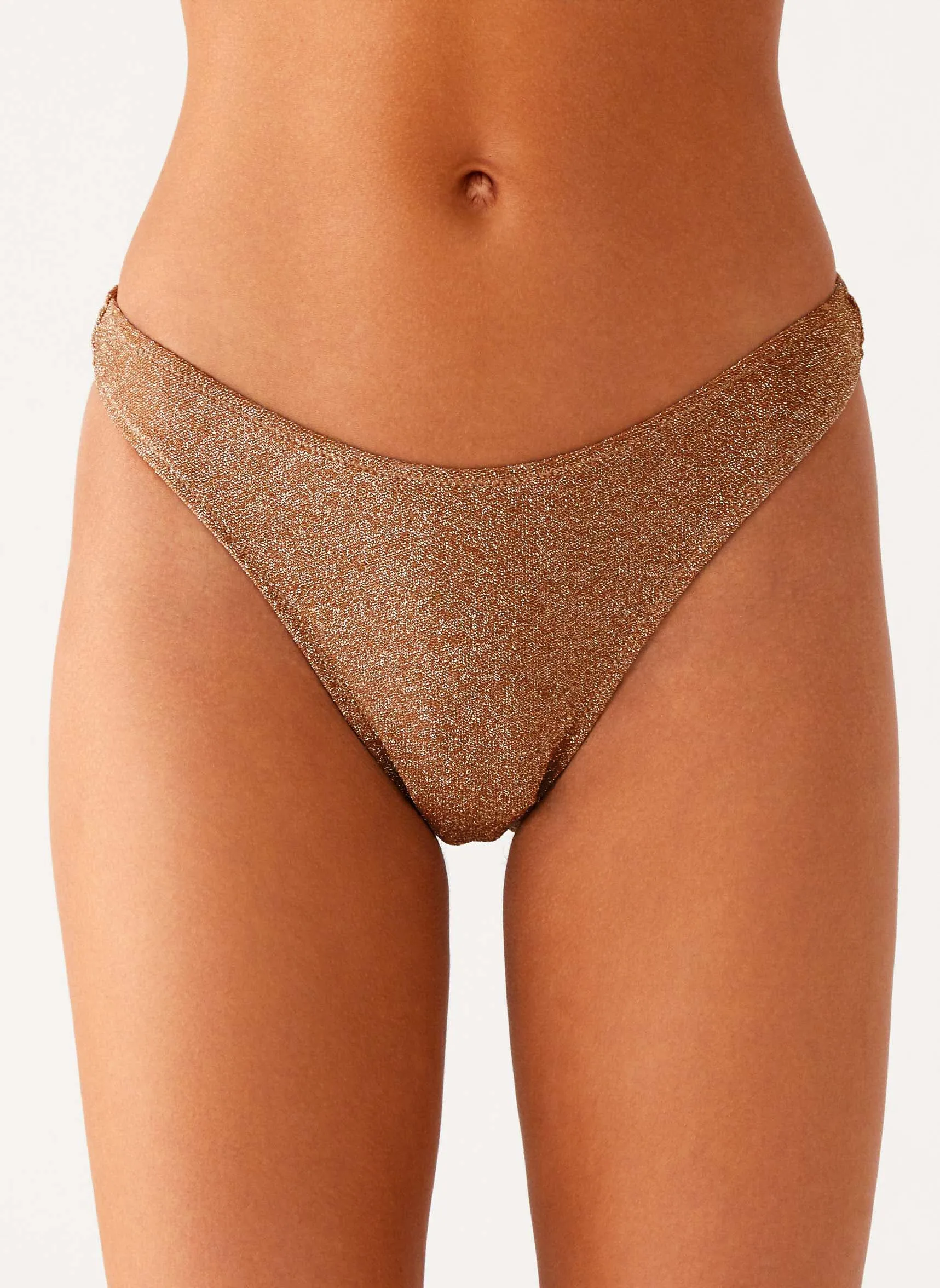 Sweat Resistant Material Sun Spell Bikini Bottom - Gold