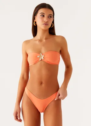 Lightweight Mesh Panels Practical Design Taiwan Bandeau Bikini Top - Peach