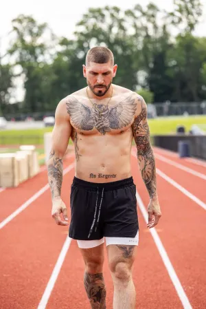 [CORE] Training Shorts 4" - Black/White Stretch waistband silk blend