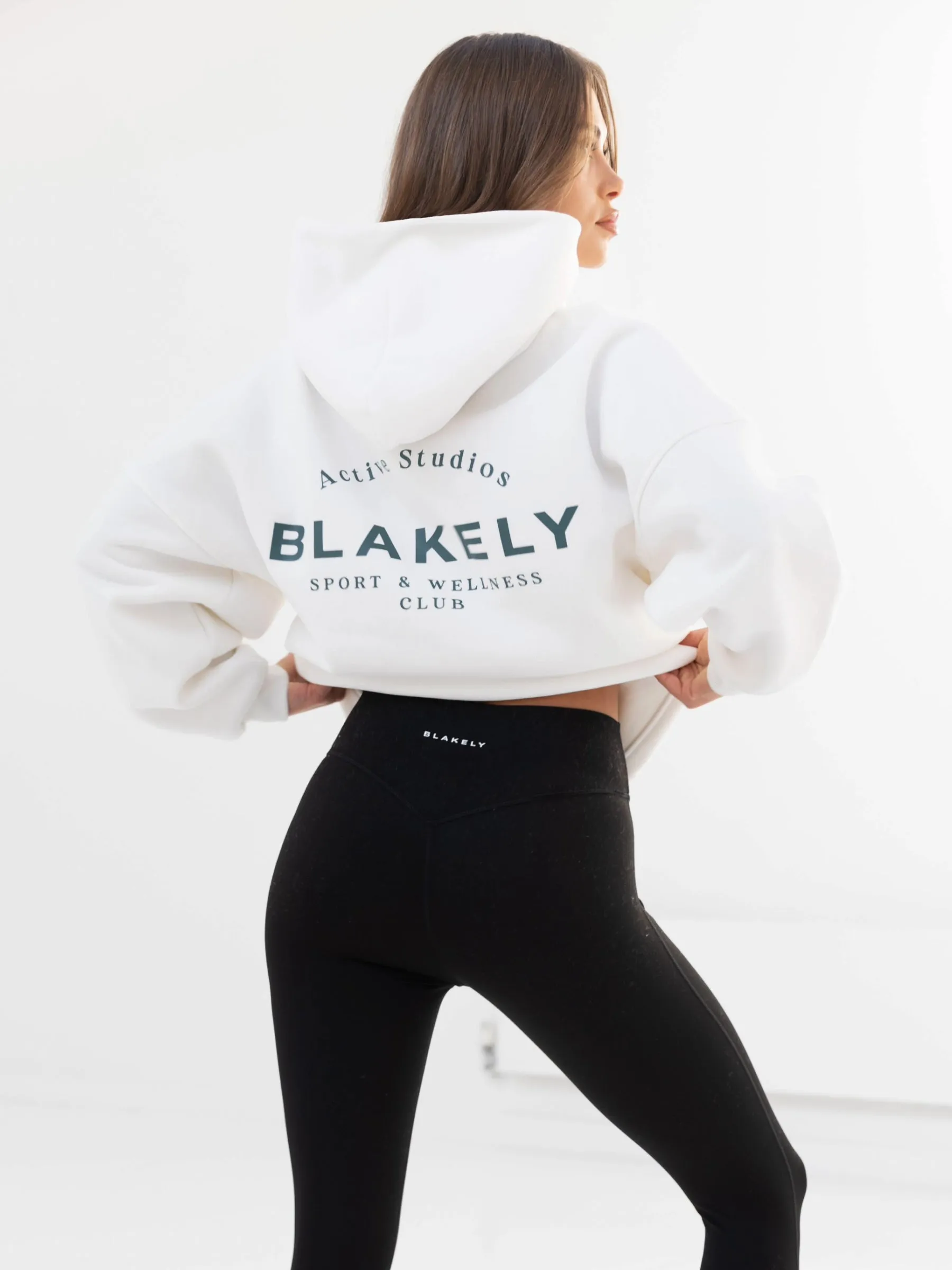 Active Studios Oversized Hoodie - Marl White & Slate Blue colorful Timeless Street