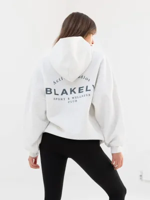 Active Studios Oversized Hoodie - Marl White & Slate Blue Festival wear Outdoor Activity
