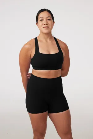 Seamless Edge Recycled sports apparel Boxy Bra in Black Sesame