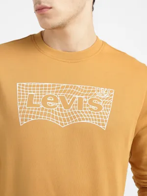 Men's Brand Logo Ochre Crew Neck Sweatshirt Ultralight Padding