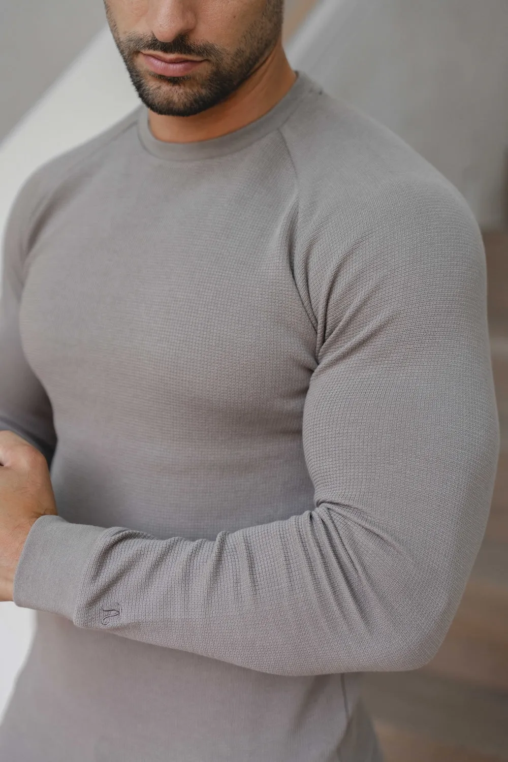 Heavy Weight Textured Crew Neck in Soft Mocha Easy to Style Casual and Soft