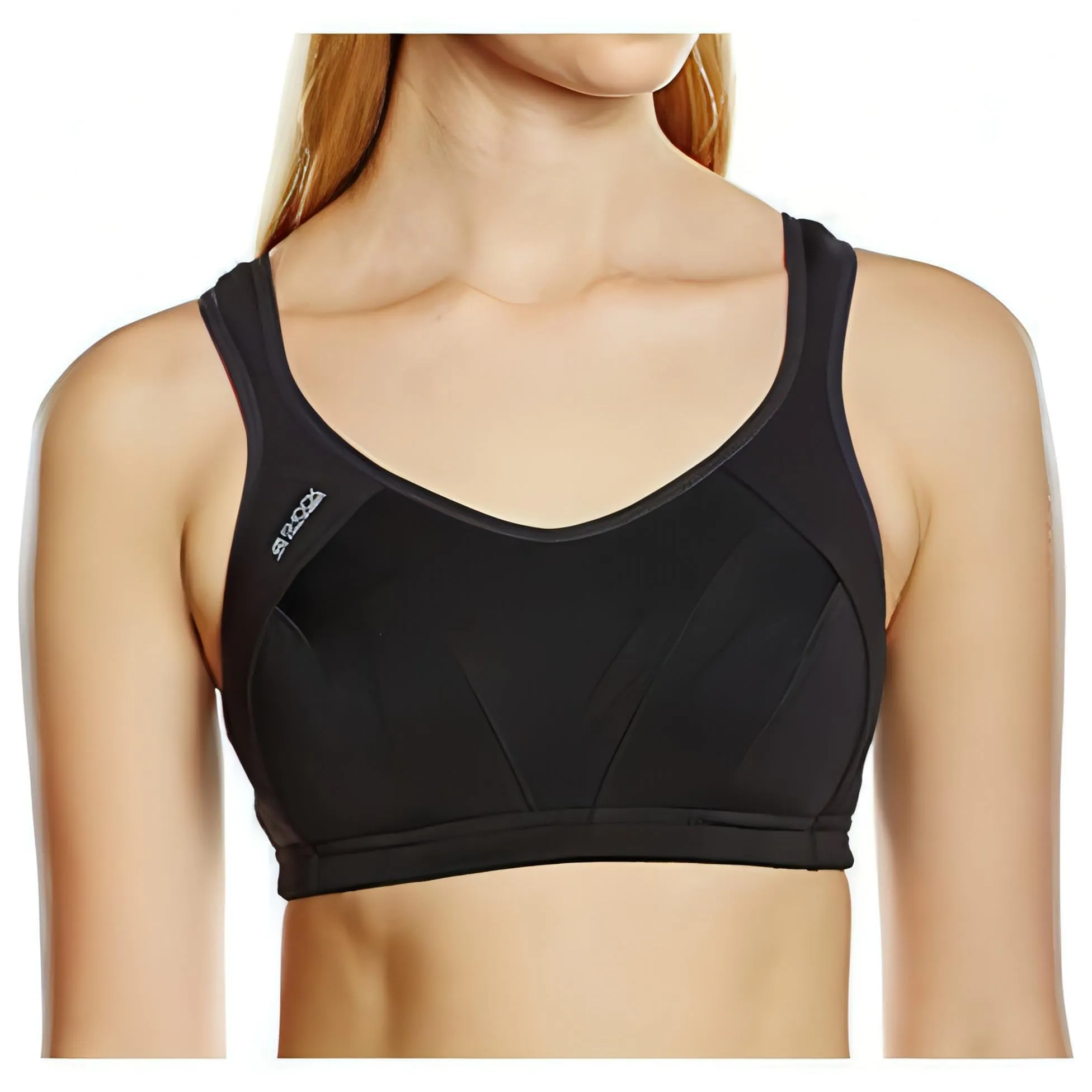Strapless seams Supportive Back Shock Absorber Active Multi Womens Sports Bra - Black