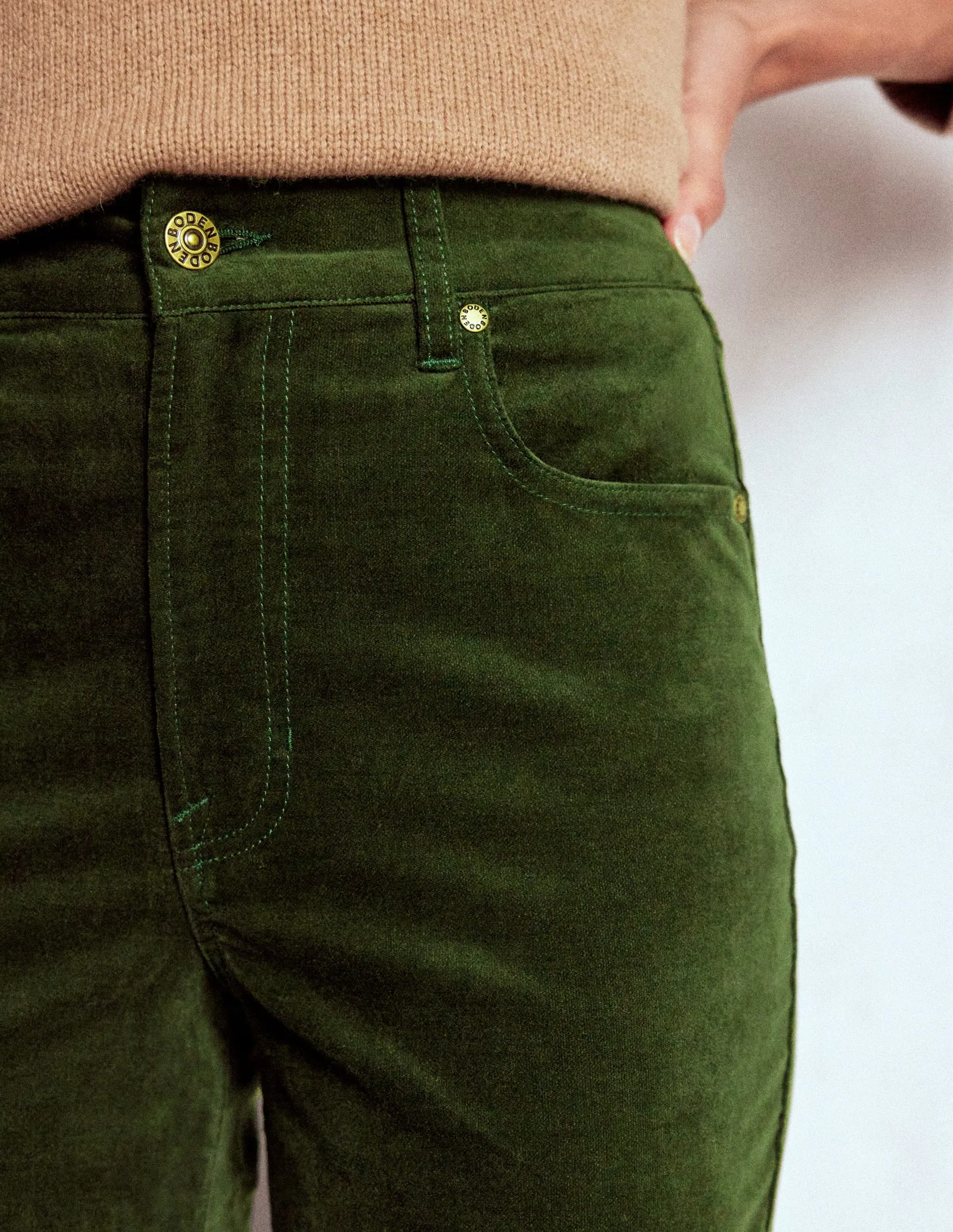 Everyday Use Balanced Look Velveteen Straight Jeans-Forest Glade