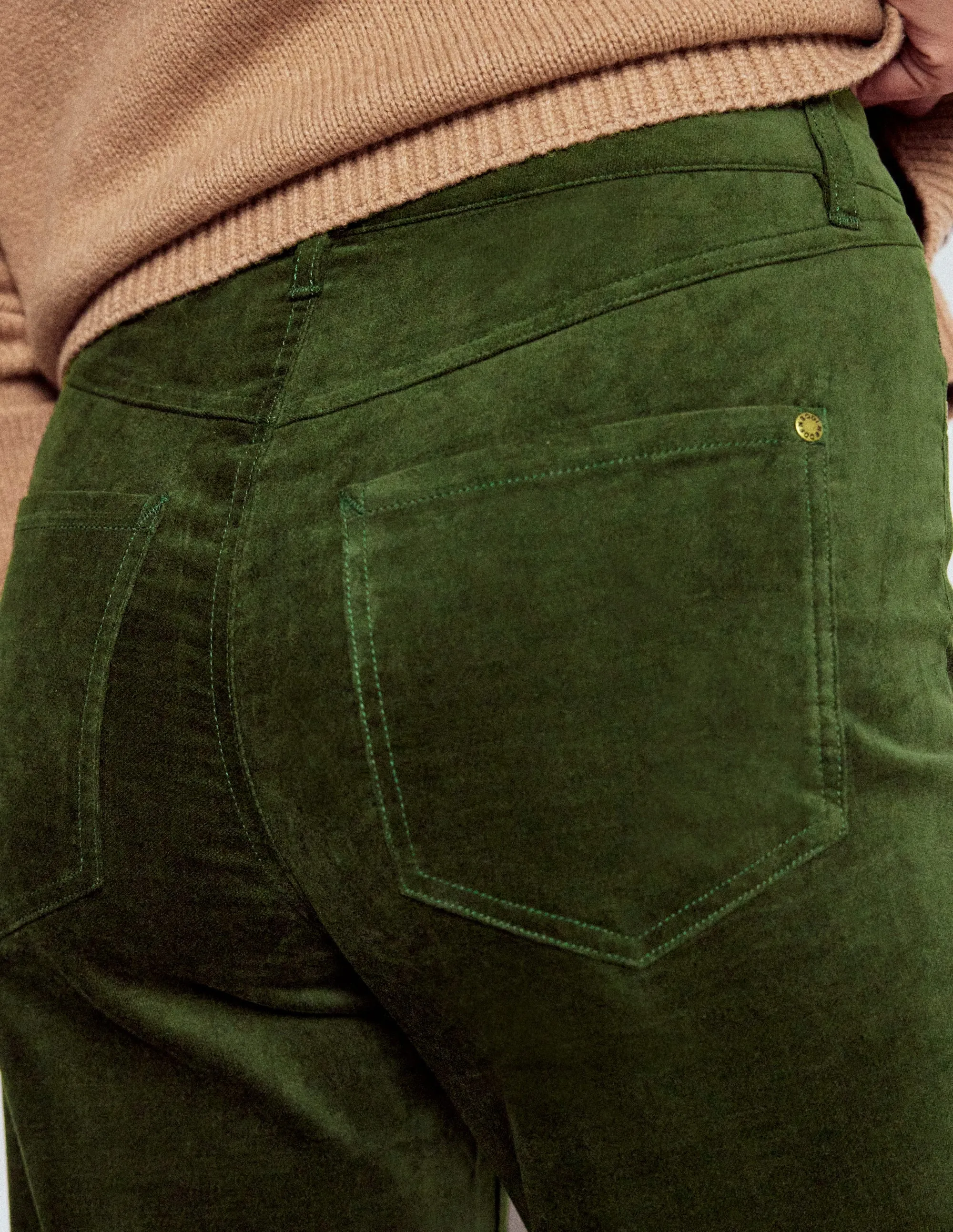 Velveteen Straight Jeans-Forest Glade Couple Look Office Wear