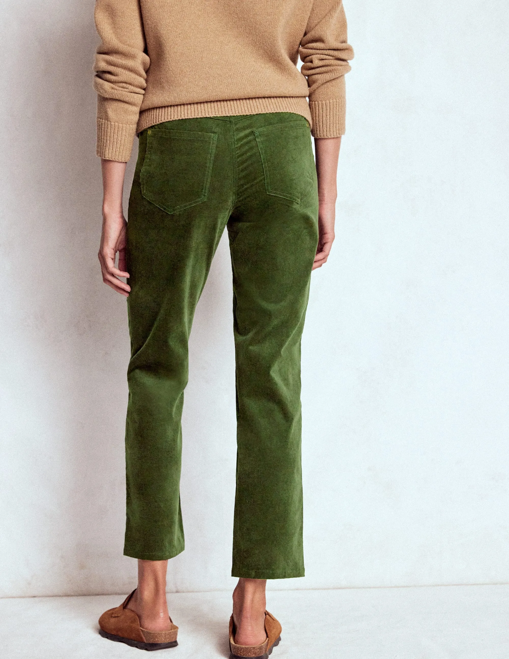 Comfort waistband Velveteen Straight Jeans-Forest Glade